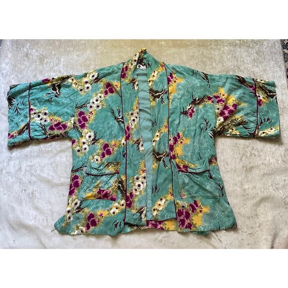 FLOREAT Loved By Anthropologie Women's Floral Rayon Kimono Jacket Size XS/S - Picture 2 of 16